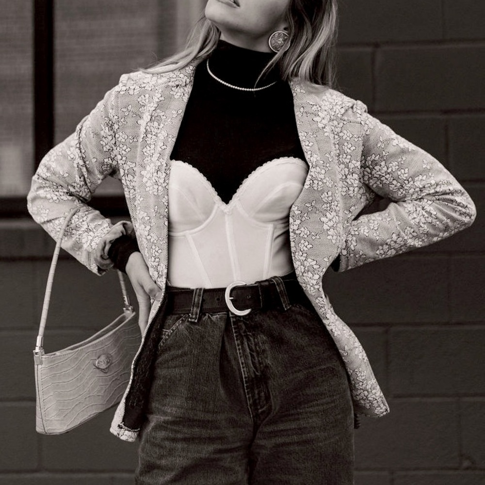 Everleigh floral b&w blazer (small) 🪡